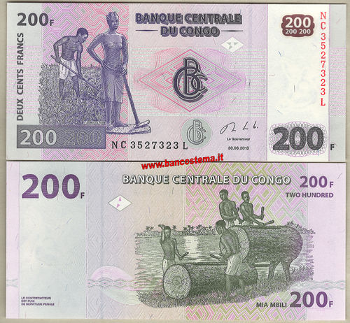 Congo Democratic Republic 200 Francs 30.06.2013 (2017) unc