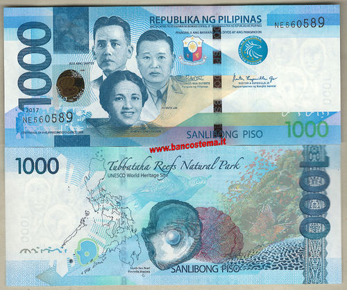 Philippines 1.000 Piso 2017 scritta grande (2018) unc