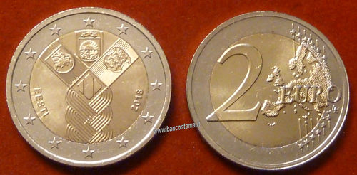 Estonia 2 euro commemorativo 2018 stati baltici fdc