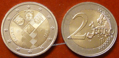 Lituania 2 euro commemorativo stati baltici 2018 fdc