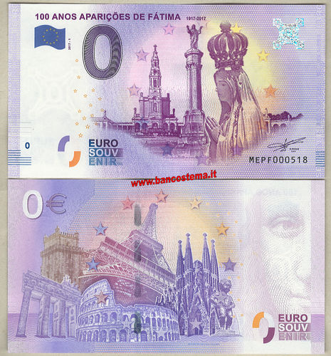 Euro 0 touristiqué 100 ANOS APARIÇÕES DE FÁTIMA 1917-2017 (Portugal) 2017-1 unc