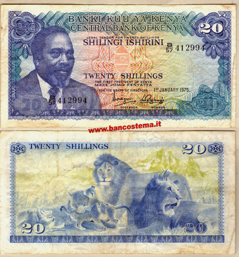 Kenya P13b 20 Shillings 01.01.1975 vf