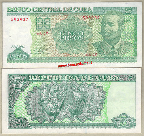Cuba P116l 5 Pesos 2011 aEF