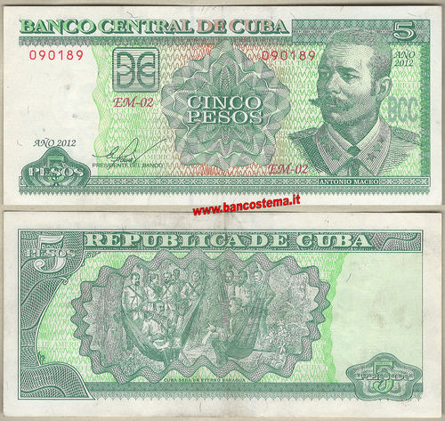 Cuba P116m 5 Pesos 2012 vf