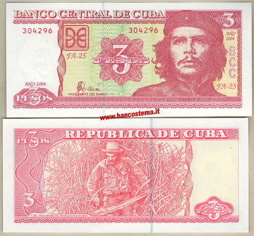 Cuba P127a 3 Pesos 2004 commemorativa unc