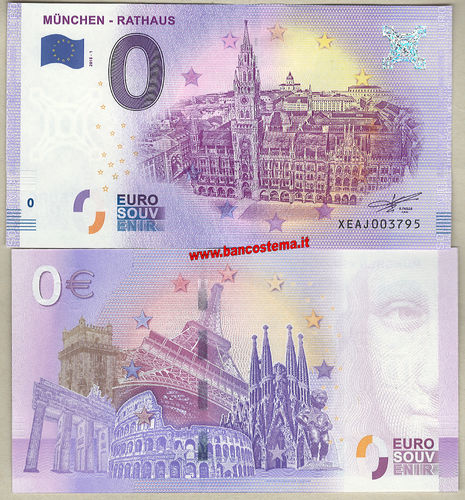 Euro 0 touristiqué MÜNCHEN - RATHAUS (Germany) 2018-1 unc
