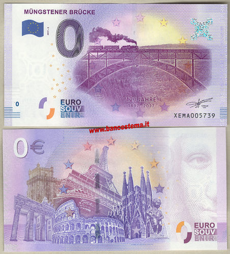Euro 0 touristiqué MÜNGSTENER BRÜCKE 120 JAHRE 1897-2017 (Germany) 2017-2 unc