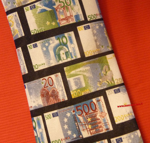 Cravatta con euro banconote colore blu