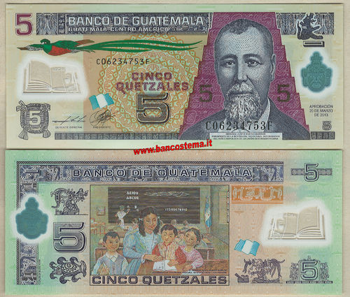 Guatemala P122d 5 Quetzales 20.03.2013 (2018) unc