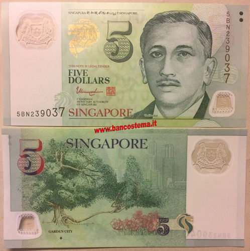Singapore 5 Dollars (2018) unc polymer