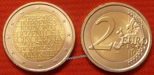 Portogallo 2 euro commemorativo "250° zecca portoghese" 2018 fdc