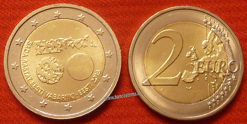 Estonia 2 euro commemorativo 2018 100° anniv.rep.Estone fdc