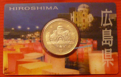 Japan 500 Yen Heisei Hiroshima coincard commemorativa 2013 unc
