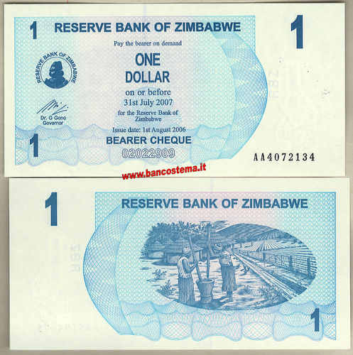 Zimbabwe P37 1 Dollar 01.08.2006 unc