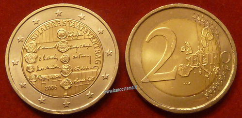 Austria 2 euro commemorativo 2005 "50º anniversario della firma del Trattato di Stato austriaco" FDC