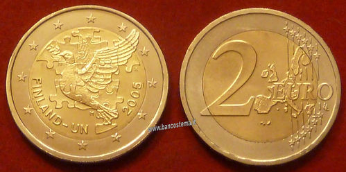 Finlandia 2 euro commemorativo 2005 "60º anniv. delle Nazioni Unite e 50º anniv. ingresso Onu" FDC