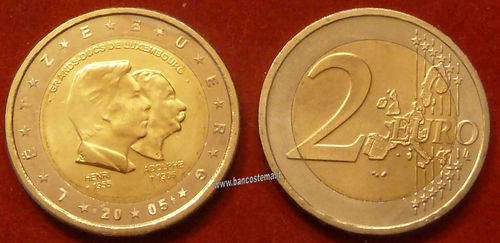 Lussemburgo 2 euro commemorativo 2005 "100º anniv. della morte Granduca Adolfo e 50º nascita G" FDC