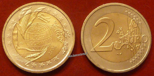 Italia 2 euro commemorativo 2004 50º anniv. dell'istituzione del Programma Alimentare Mondiale fdc