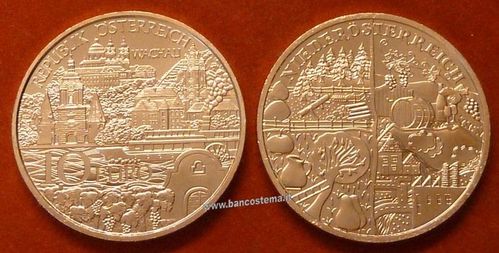 Austria 10 euro commemorativo 2013 "Wachau, NIEDERÖSTERREICH" fdc