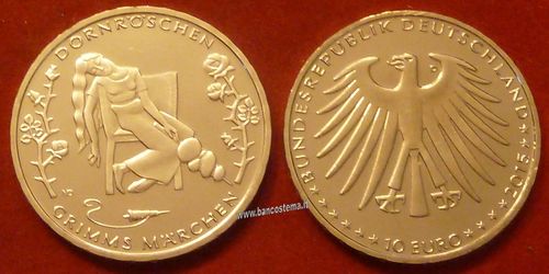 Germania 10 euro commemorativo "La bella addormentata nel bosco" 2015 fdc