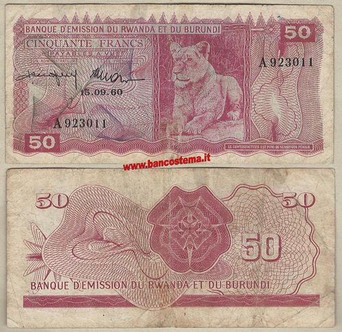 Rwanda-Burundi P4 50 Francs 15.09.1960 vf/f