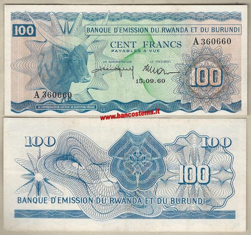 Rwanda-Burundi P5 100 Francs 15.09.1960 vf