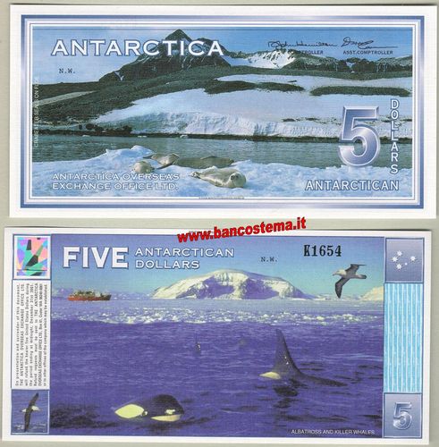 Antartica 5 dollars 1 marzo 1996 unc 1° emissione