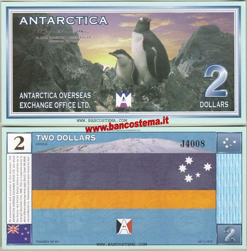 Antartica 2 dollars 28.11.1999 unc