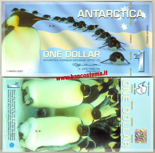 Antartica 1 dollar 1.03.2007 unc polymer
