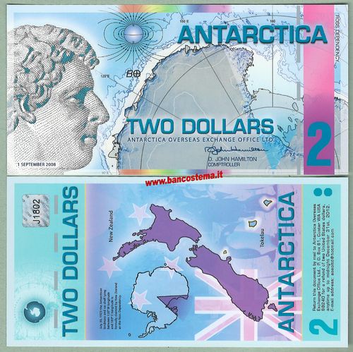 Antartica 2 dollars 1.09.2008 unc polymer
