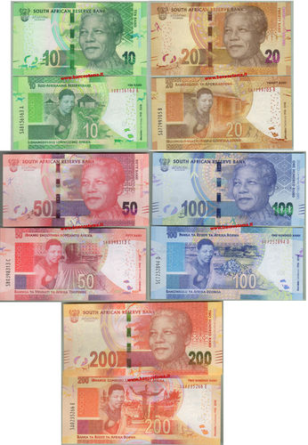 South Africa 10-20-50-100-200 Rand (2018) commemorative unc