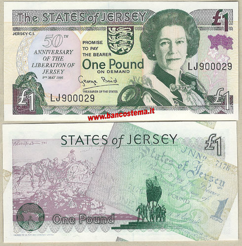 Jersey P25 1 Pound commemorativa 09.05.1995 unc