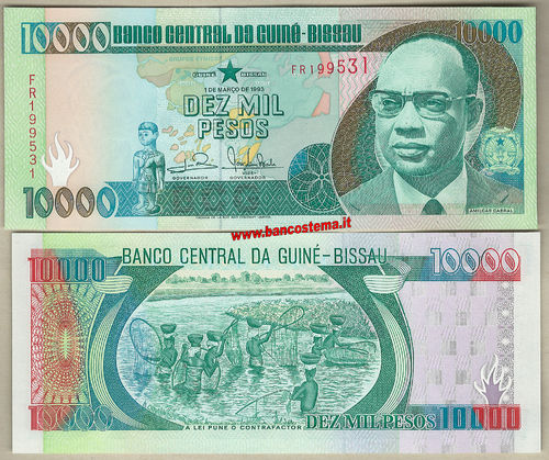 Guinea-Bissau P15b 10.000 Pesos 1.03.1993 unc