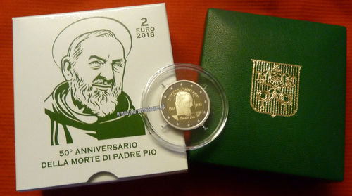 Vaticano 2 euro 2018 proof Commemorativo 50°anniversario della morte di Padre Pio
