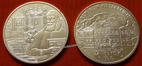 Austria 10 euro commemorativo 2004 Castello di Hellbrunn argento unc