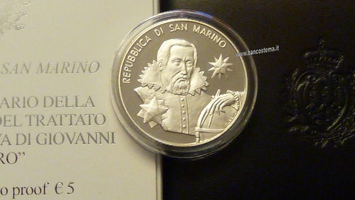 San Marino 5 euro commemorativo "400° anniv. del trattato di Giovanni Keplero" 2009 argento proof