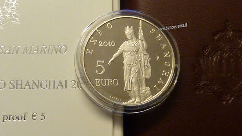 San Marino 5 euro commemorativo "S.Marino all'Expo di Shanghai 2010" 2010 argento proof