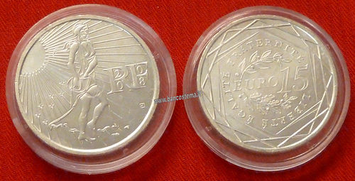 Francia 15 euro commemorativo  "La Semeuse" 2008 argento unc
