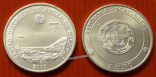 Portogallo 5 euro commemorativo "Angra do Heroísmo" 2005 argento fdc