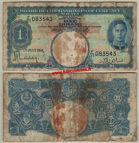 Malaya P11 1 Dollar 01.07.1941 vg/f