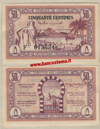 Tunisia P54 50 Centimes 15.07.1943 GEF