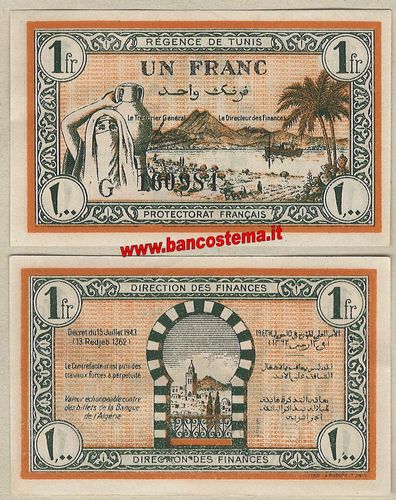 Tunisia P55 1 Franc 15.07.1943 .unc