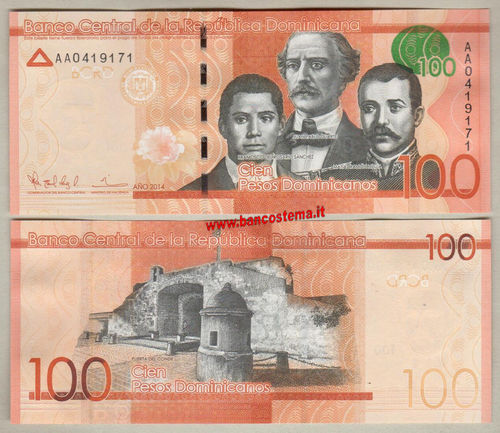 Dominicana P190a 100 Pesos Dominicanos 2014 unc
