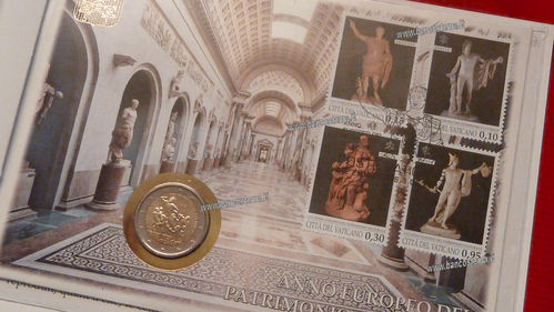 Vaticano busta filatelico-numismatica con 2 euro Commem. anno europeo patrimonio culturale 2018 fdc