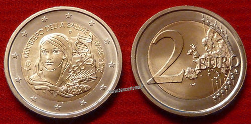 Italia 2 euro commemorativo 2018 60° anniv.Ministero della salute fdc