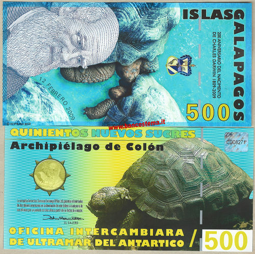 Galapagos Islas 500 Nuevos Sucres 12.02.2009 polymer unc