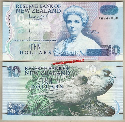 New Zealand P178a 10 Dollars 1992 unc