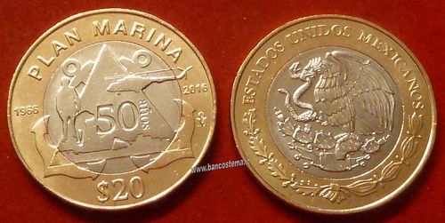 Mexico 20 Pesos commemorativa Plan Marina 2016 unc