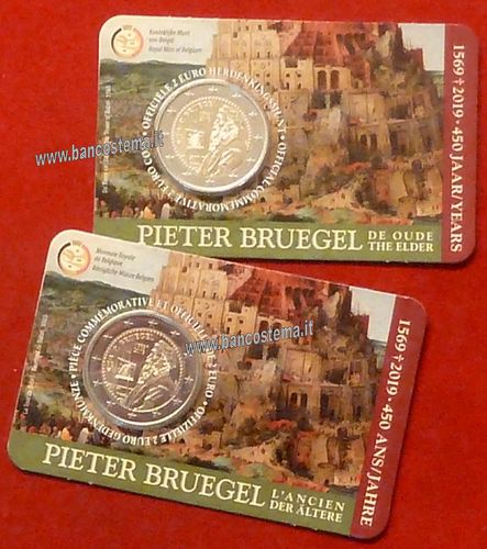 Belgio 2 euro 2019 comm.coincard vers.olandese e francese 450º anniv. della morte Pieter Bruegel