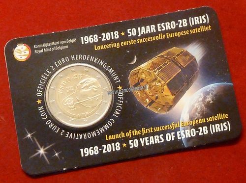 Belgio 2 euro 2018 comm. coincard 50º anniversario del lancio del satellite ESRO-2B unc 1 pz